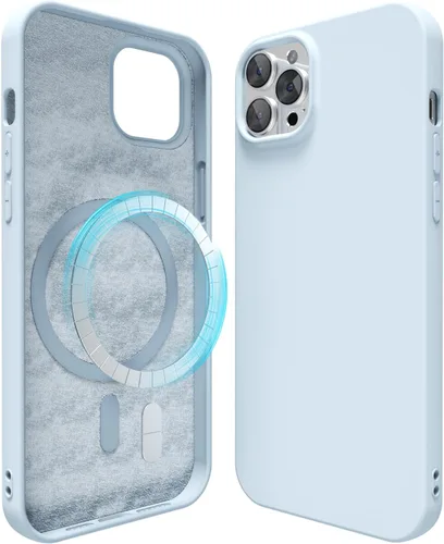 Vista 56 de oakxco Funda de silicona para iPhone 12 Pro Max, magnética, compatible con carga inalámbrica Magsafe, cubierta protectora de goma suave y delgada
