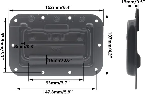 Vista 2 de 2 manijas con resorte, funda de hardware resistente para muebles, funda de anillo para caja de pecho, gabinete y altavoz con agarre de goma montado