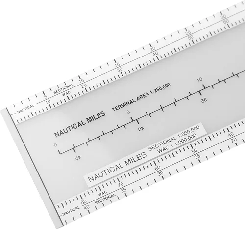 Vista 5 de Aviation Plotter Slide Rule, 360° Rotating Azimuth Navigation Ruler for VFR Flight Planning, Vector Measuring Tool with Map Scale for Pilots, CRP-1