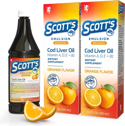 Vista 18 de SCOTT'S EMULSION Aceite de hígado de bacalao líquido para niños, sabor a cereza, apoya el crecimiento, la inmunidad y la salud ósea, rico en omega 3