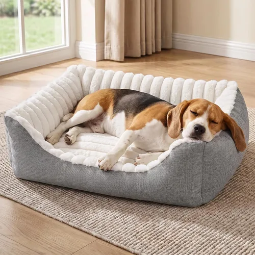 Vista 17 de Avont Dog Bed for Small Pets, Plush Foam, Washable, Low Entry, Grey