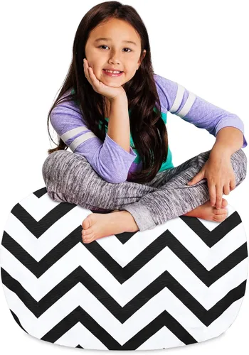 Vista 56 de Posh Creations Funda de puf para niños con almacenamiento para animales de peluche - Organizador de juguetes para niños, Mediano 68.58 cm - Lona