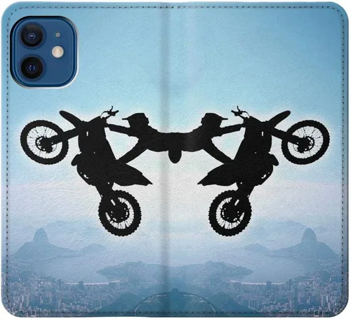 Vista 3 de RW2675 Extreme Freestyle Motocross PU Leather Flip Case Cover for iPhone 12 mini