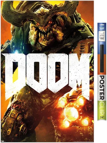 Vista 17 de Trends International Doom - Cyber Demon Wall Poster, 22.4L x 14.7W, Barnwood Framed Version