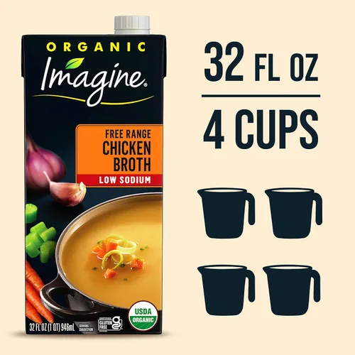 Vista 6 de Imagine Caldo de pollo de corral libre, orgánico, bajo en sodio, 32 onzas