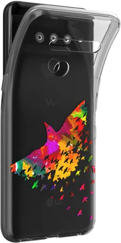 Vista 2 de Mertak Funda transparente para teléfono compatible con LG Stylo 6 5 4 K61 K51S K41S K30 K20 Q70 Q60 inspirador águila de silicona natural diseño