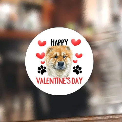 Vista 15 de 100 calcomanías de San Valentín con corazón rojo Corgi para perros, etiqueta de vinilo para perros del día de San Valentín, calcomanías redondas