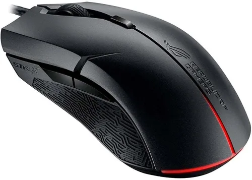 Vista 4 de ASUS Ratón óptico ambidiestro para juegos – ROG Strix Evolve Ratón para juegos con cable para PC 7200 DPI, interruptores Omron 4 estilos