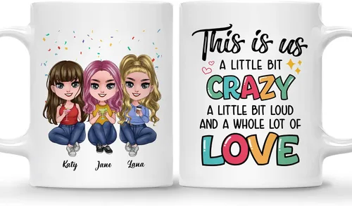 Vista 15 de Gossby Taza de café personalizada de la amistad, regalo personalizado Besites para mujeres con diseño de muñeca, nombre, cita – cumpleaños, Navidad