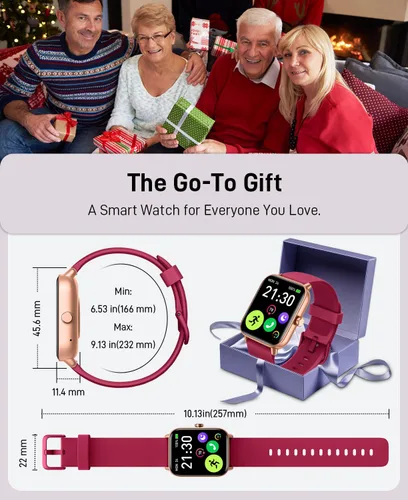 Vista 8 de Hingso Relojes inteligentes para mujer, Android y iPhone, Alexa integrado, rastreador de actividad física de 1.85 pulgadas con respuesta/hacer Rojo