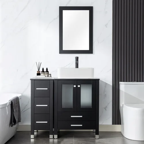 Vista 35 de LUCKWIND 36" Bathroom Vanity Combo with Sink, 24"+12.6" Width, Painted Bathroom Storage Cabinet with 5 Drawers, Including Tempered Glass Round