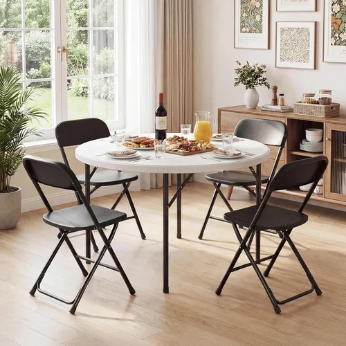 Vista 2 de Magshion Sillas plegables de plástico, paquete de 4 sillas de comedor plegables para bodas, fiestas, eventos, exteriores, interiores, silla ligera