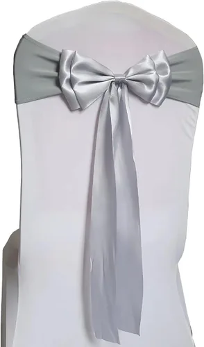 Vista 19 de 6 bandas elásticas para silla, lazos dobles, bandas de elastano para decoración de bodas, fiestas, cumpleaños, banquetes, suministros de Navidad