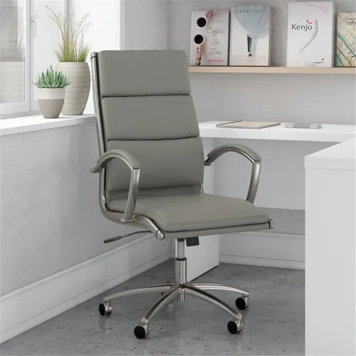Vista 2 de Bush Business Furniture Silla ejecutiva Echo de cuero con respaldo alto en gris claro