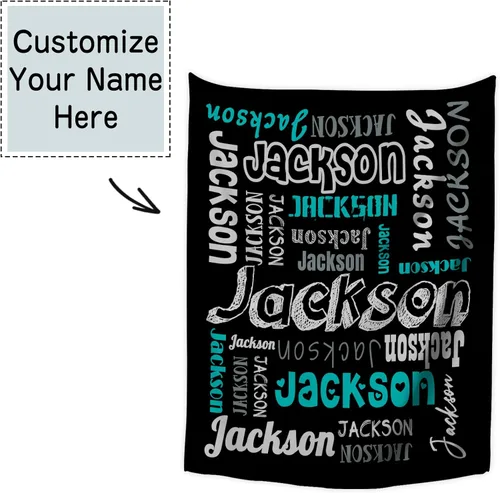 Vista 2 de Manta personalizada con texto del nombre, mantas de franela personalizadas para bebés, adultos y niños, regalo de cumpleaños, día de San Valentín