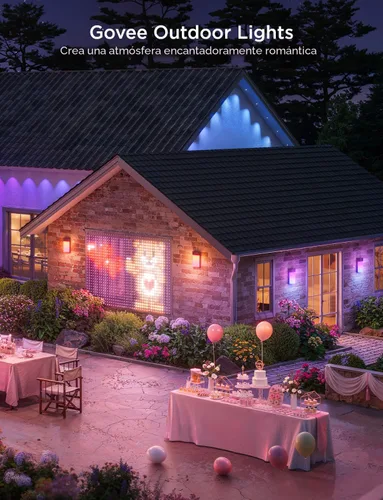 Vista 7 de Luz de pared exterior Govee, luces de porche RGBIC inteligentes de 1500LM al aire libre con 45 modos de escena, impermeables IP65 para decoración
