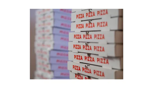 Vista 3 de bark and lindy Soporte para guardar pizza - Trípode de plástico blanco para soporte de caja de pizza (25)