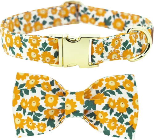 Vista 15 de Tunkoo Collar de otoño para perro con elegante pajarita, duradero, ajustable y elegante collar de otoño para mascotas, disponible en tamaño pequeño