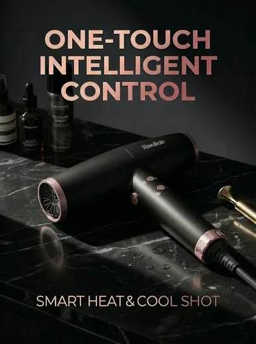 Vista 8 de Secador de pelo iónico profesional Realair® con difusor • Secador de iones negativos • Adecuado para todo tipo de cabello • Control inteligente