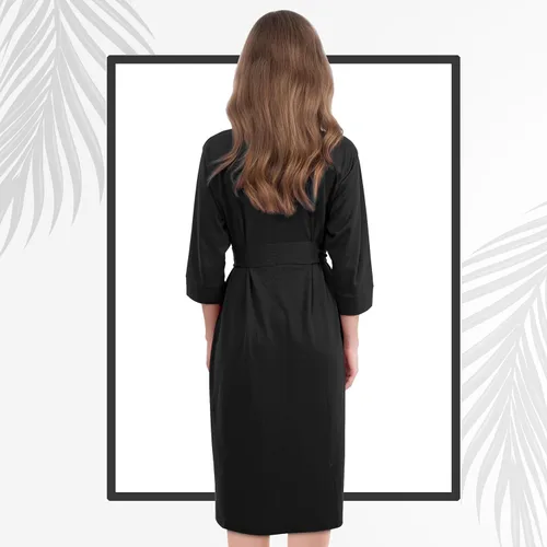 Vista 3 de NY Threads Bata de baño de punto largo para mujer, manga 34, kimono suave, ligero, ropa de descanso