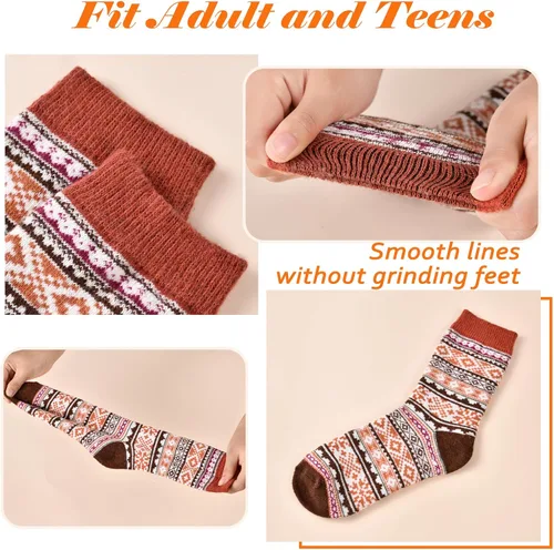 Vista 3 de Nimalpal Wool Socks 5 Pairs - Wool Socks for Women Boot Socks Soft Crew Socks