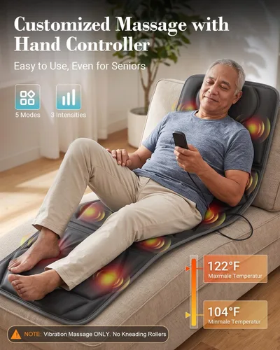 Vista 6 de Full Body Massage Mat with Heat, 2026 Upgraded 66.5" Massage Pad Gray