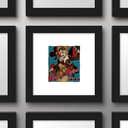 Vista 3 de Trends International Gallery Pops DC Comics Bombshells - Harley Quinn - Póster de pared de Arlequín, 12 x 12 pulgadas, versión enmarcada en negro