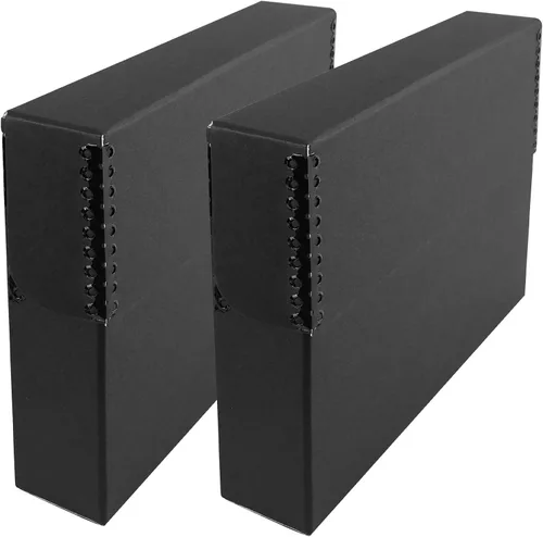 Vista 21 de Lineco Caja de almacenamiento de documentos archivados con borde metálico, caja de cartón libre de ácidos gris, organiza y almacena archivos