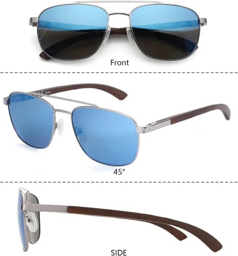 Vista 2 de ZENOTTIC Aviator Wood Polarized Sunglasses for Men 100% UV Protection Fishing Driving Golf
