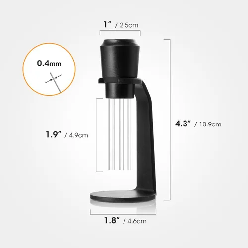 Vista 6 de Aieve WDT Tool Espresso, herramienta de distribución, accesorios de expreso, agitador de café de 10 agujas con soporte para barista