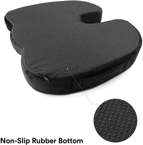 Vista 4 de cojín de asiento ortopédico de coxis de espuma viscoelástica para dolor de espalda, ciática y coxis, reduce el dolor de ciática y coxis, ideal