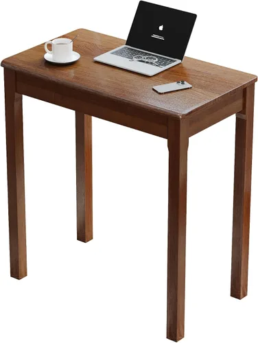 Vista 15 de Escritorio de madera maciza con cajones, escritorios estrechos simples de 24 x 16 pulgadas, mesa de estudio de madera de goma, escritorio pequeño