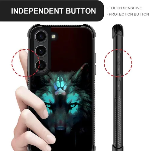 Vista 4 de CARLOCA Funda compatible con Samsung Galaxy S23 Plus, diseño gráfico de identidad negro espiritual lobo, a prueba de golpes, antiarañazos