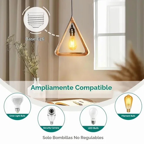 Vista 6 de DiCUNO Cable de extensión de linterna colgante E26, lámpara de control de interruptor de cable en línea para enchufar y apagar, 6.6 pies, negro