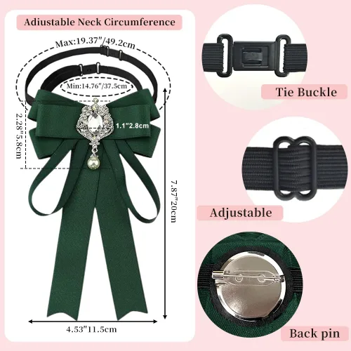 Vista 2 de Bowknot Rhinestone Ribbon Bow Brooch Pre-Tied Bow tie for Women Neck Tie Wedding Party Christmas Gifts Ceremony