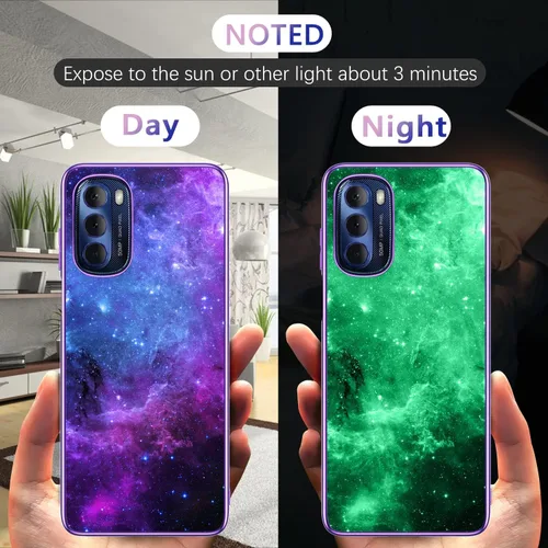 Vista 3 de GUAGUA Funda compatible con Motorola Moto G Stylus 5G 2022 de 6.8 pulgadas, que brilla en la oscuridad, nebulosa espacial, delgada, antiarañazos