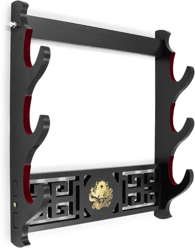 Vista 8 de Soporte de pared para espada Ekkhysis Kylin de 1 nivel con acolchado de terciopelo y gancho, soporte para katana para espada Tanto de samurái