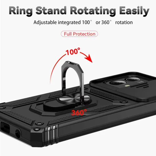 Vista 3 de SunStory Funda para teléfono Motorola Moto G Stylus 5G 2023 con protector de pantalla HD y cubierta deslizante para la cámara y patas de apoyo, Negro