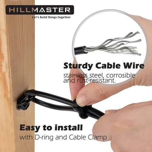 Vista 2 de HILLMASTER Kits de soporte de puerta anti-caída duraderos para cerca de madera, kit de cable de soporte de puerta en zinc, kit de puerta de cerca