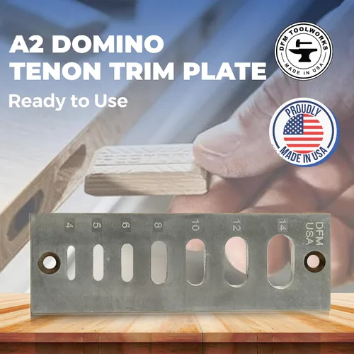 Vista 2 de DFM Tool Works Placa de ajuste A2 Domino Tenon – Compatible con carpinteros Festool Domino – Recorta tamaños de 0.157 in a 0.551 in – Se adapta a
