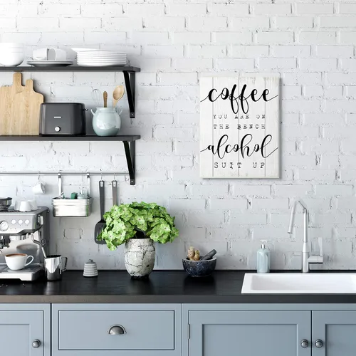 Vista 3 de Café Banched Alcohol Suit Up Phrase Sports' Arte de placa de pared