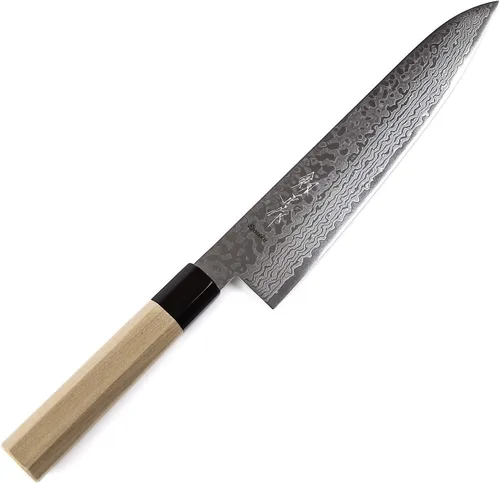 Vista 15 de Cuchillo japonés Damasco ZA18 mango de madera octogonal de magnolia de 69 capas, 6 pulgadas (5.906 in)