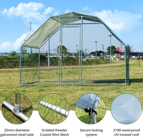 Vista 2 de Towallmark Jaula grande de metal para gallinero, gallinero galvanizado, jaula de gallina de alambre galvanizado, jaulas de conejos con cubierta