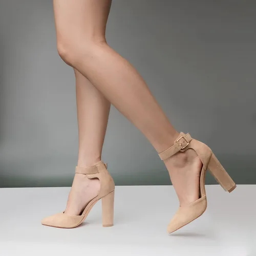 Vista 6 de Tacones altos. Zapatos de tacón grueso y puntiagudos con punta cerrada, zapatos de moda para fiestas, bodas, regalos para mujeres