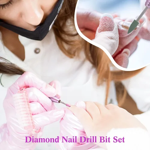 Vista 6 de Chumia Juego de 47 brocas de uñas de 3/32 pulgadas de diamante eléctrico de cerámica de gel acrílico, suministros de manicura, cutícula de carburo