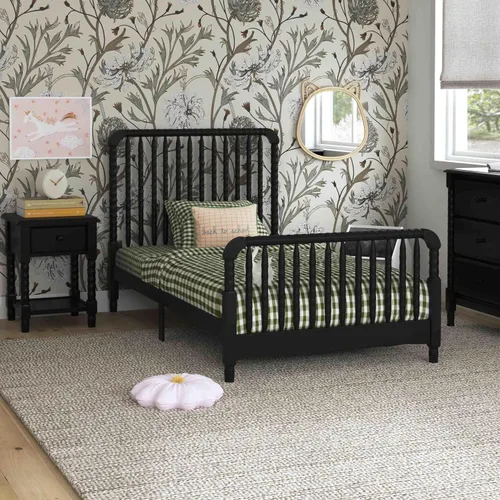 Vista 2 de Davinci Jenny Lind - Cama individual con postes de husillo de madera en ébano - Listones de soporte de colchón incluidos