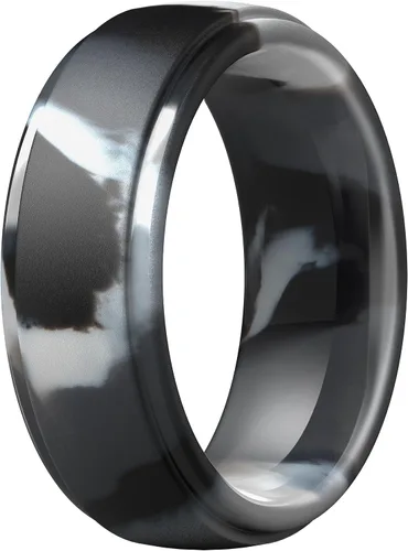 Vista 33 de ThunderFit Anillos de silicona para hombres, bandas de boda de goma con Pack A: Negro carbón