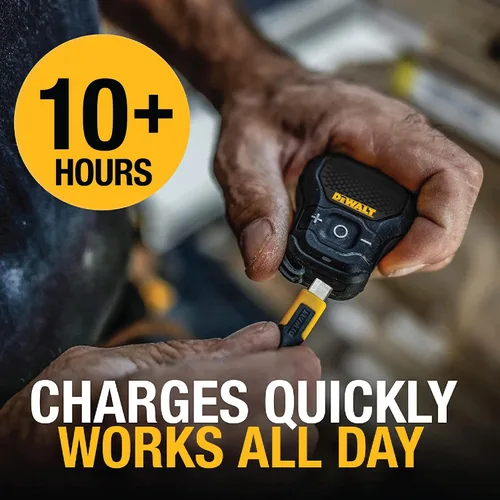 Vista 4 de DEWALT Altavoz Bluetooth Portátil Vestible [Edición Onyx - Negro] Altavoz Portátil Inalámbrico con Clip para Sitio de Trabajo Pro Resistente al Agua