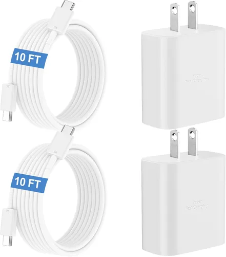 Vista 18 de Cargador súper rápido USB C de 45 W para teléfono Android tipo C, bloque de carga rápida con cable de 5 pies para Samsung Galaxy S26/S26