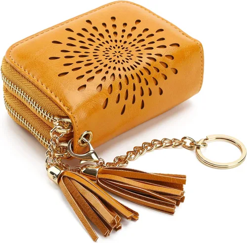 Vista 10 de APHISON RFID - Porta tarjeta de crédito con llavero, cartera pequeña con cremallera para mujer, Moderno